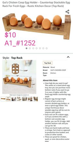 Gui's Chicken Coop Egg Holder - Countertop Stackable Egg Rack For Fresh  Eggs - Rustic Kitchen Decor (Top Rack) for Sale in Las Vegas, NV - OfferUp
