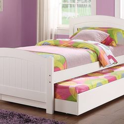Twin twin size trundle bed with orthopedic mattress