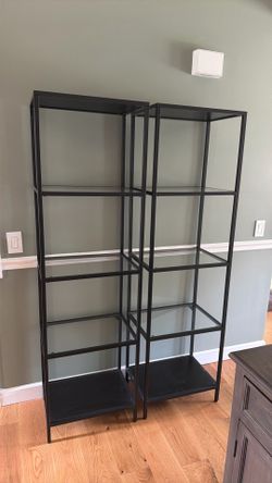 2x Metal and Glass Shelving (IKEA VITTSJO)