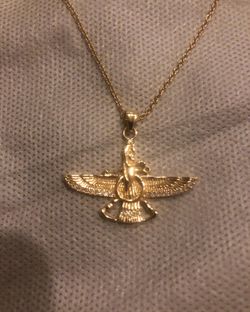 Ahura Mazda Farvahar Necklace Pendant Chain Ancient Stainless Steel 