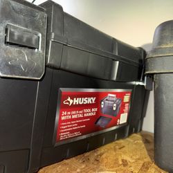 Black Husky Tool Box with Metal Handle