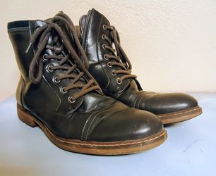Men's Hawker Rye Dark Brown Cap Toe Combat Boots - Side Zip/Lace Up