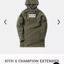 Kith x Champion Extended Pullover Hoodie Olive Sz Large