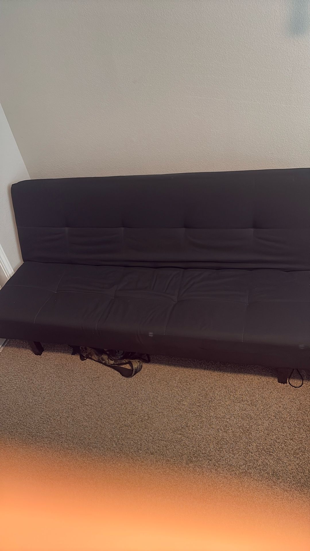 Black Futon Sofa Bed – Folds Flat, Space-Saving