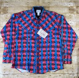 VTG Rockmount Ranch Wear Double Bib Pearl Snap Abstract Western Shirt OS M - NWT