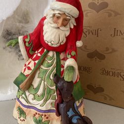 Jim Shore Heartwood Creek "Paws and Claus" Santa with Puppy stone resin figurine