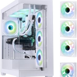 🎁BitFenix CETO High Airflow PC 👾Gaming Case Premium Edition White Panoramic Tempered Glass–4 ARGB Fans Included🎄❄️