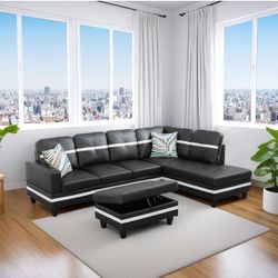  Sectional With Storage Ottoman 