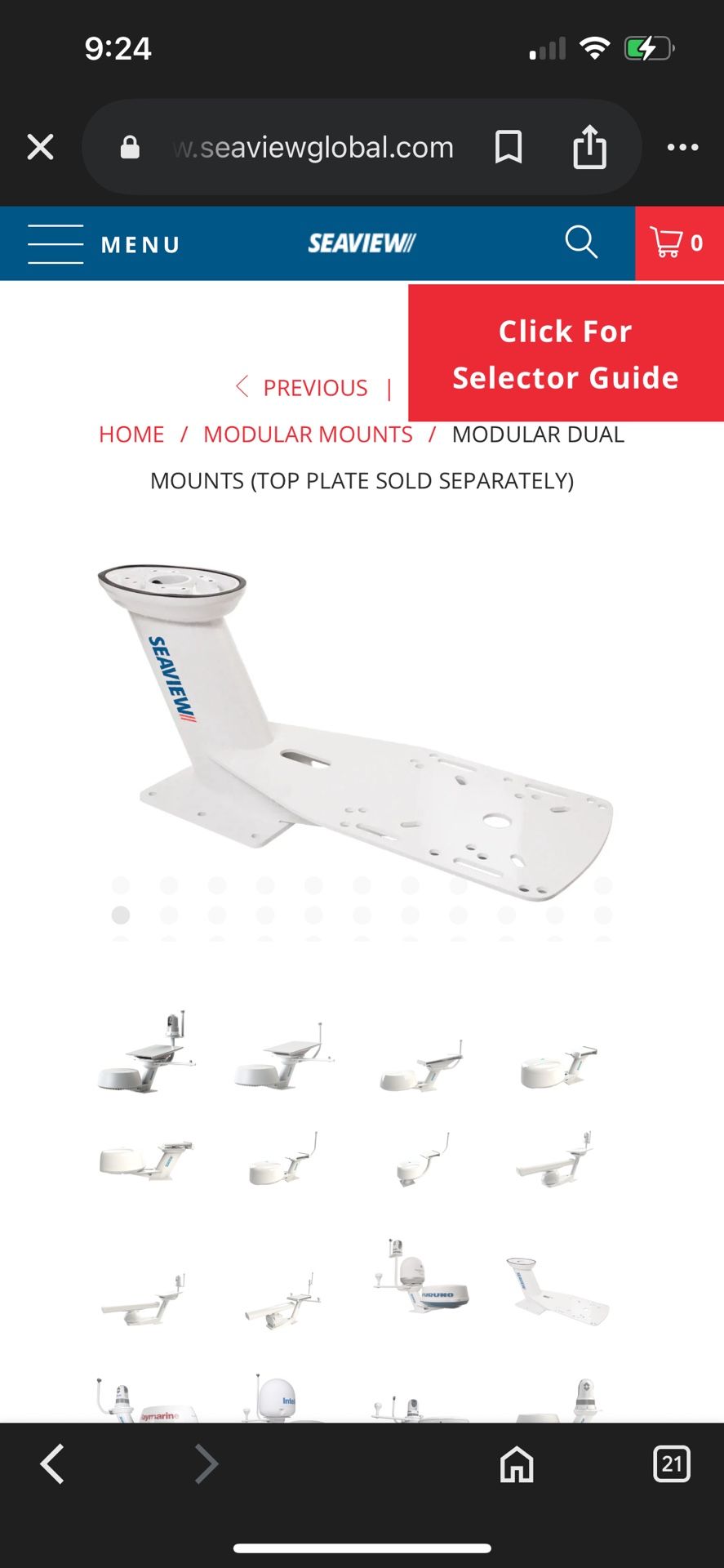 Sea View PMADM1M2 Dual Base Radar Mount