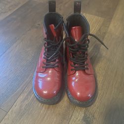 Dr. Martens Red Sparkly Boots, Girl Size 2