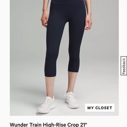 EUC lululemon Wunder Train High-Rise Crop 21", sz 10 - True Navy