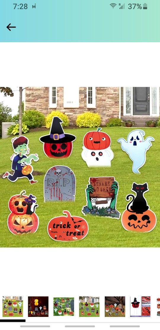 Halloween Yard Signs, 9 Styles Halloween Yard Decor, Ghost Trick or Treat Pumpkin Corrugate Halloween Yard Stakes for Halloween Yard Lawn Party Decor