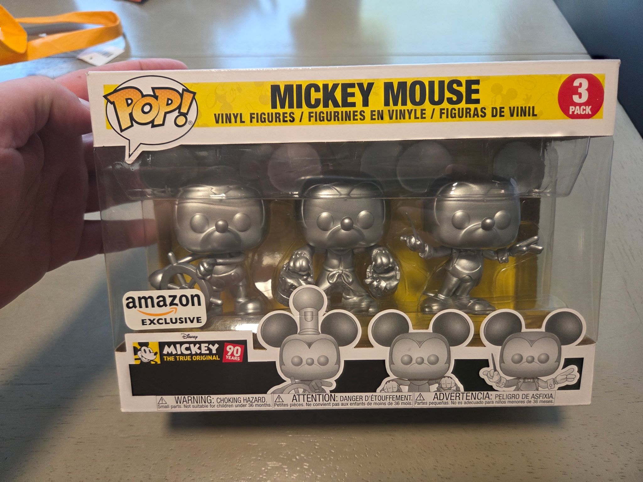 Funko Pop! Disney Mickey Mouse 90th Anniversary Amazon Exclusive Silver 3 Pack Vinyl Figures