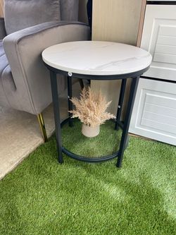 Round Side Table with Marble Top