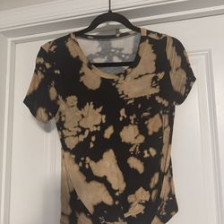 Black and Tan Tye Dye T Shirt with Pocket