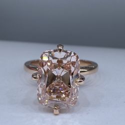 4.02 carat fancy pink antique cushion lab diamond compass prongs engagement ring