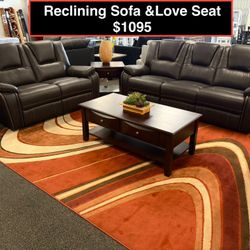 STORE CLOSING !!! New Leather Sofá And Love Seat With 4 Recliners 
