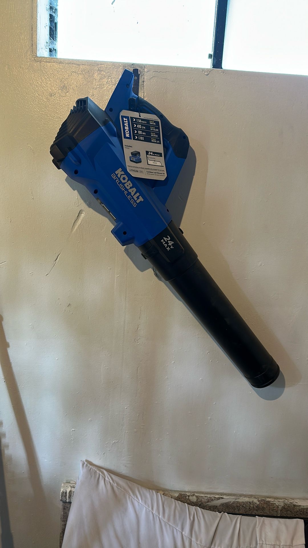 Kobalt 24-Volt Max Lithium Ion 410-CFM Brushless Cordless Electric Leaf Blower (tool Only)