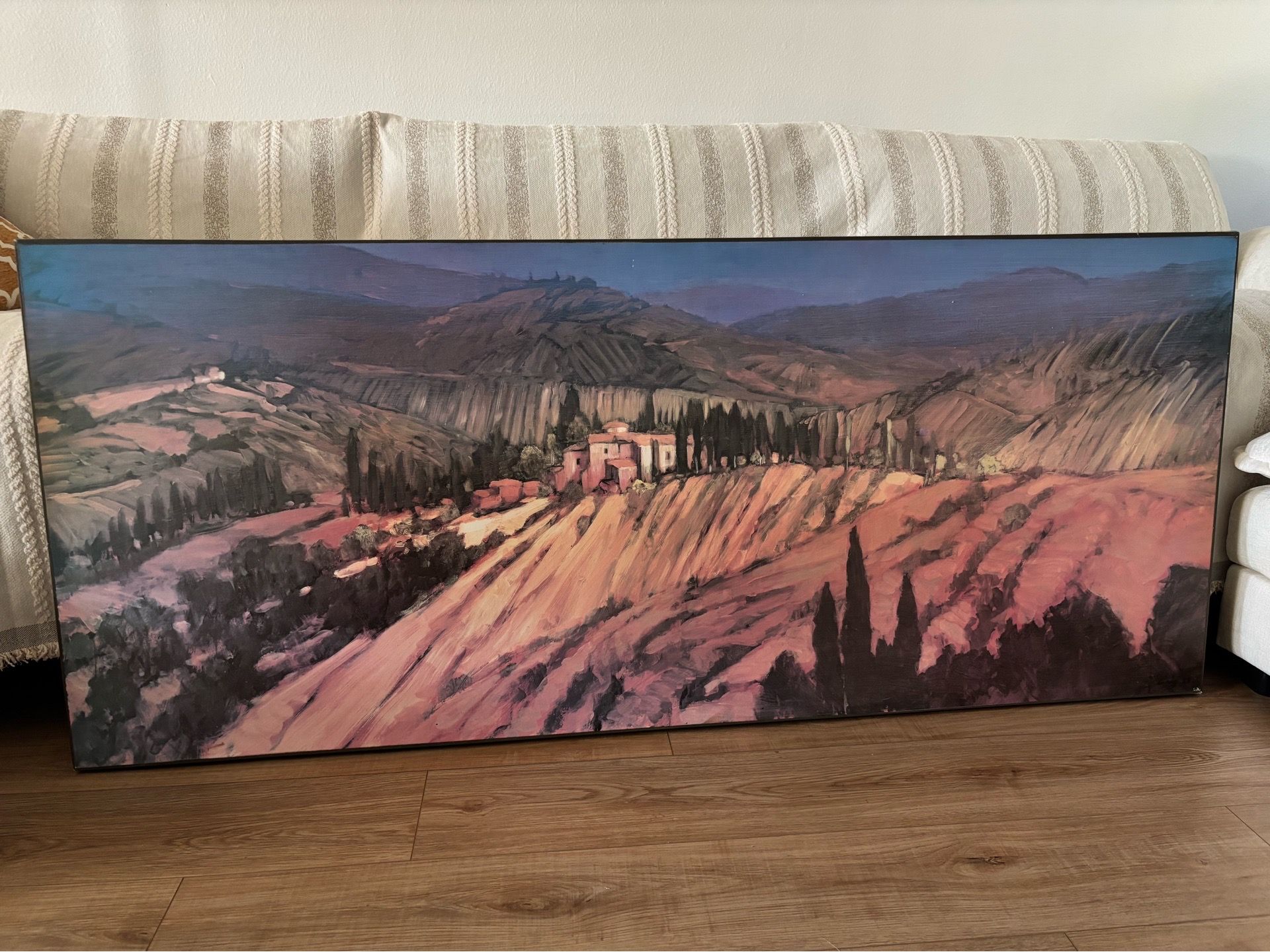Large Panoramic Tuscan Landscape Painting Wall Art