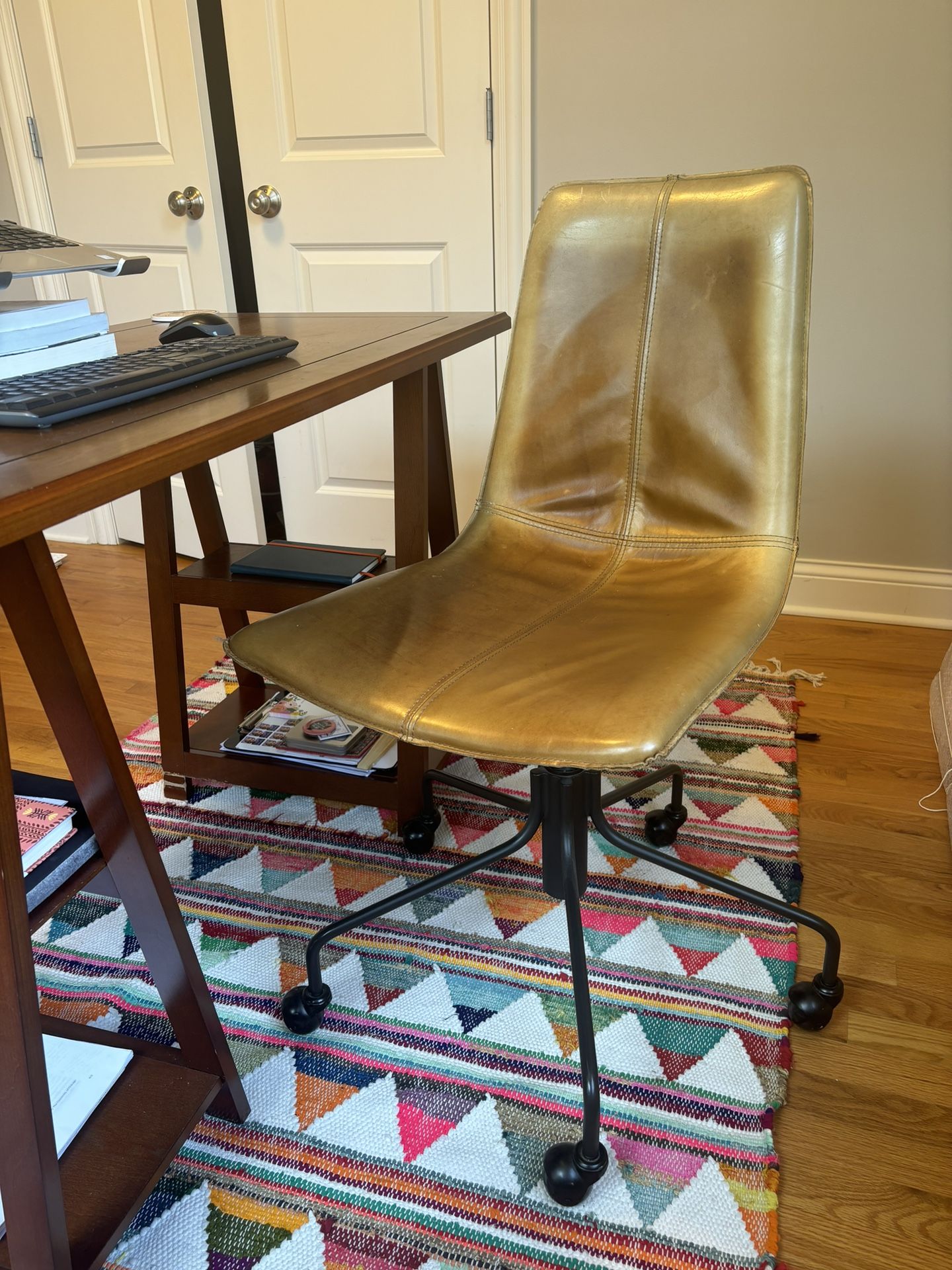 West Elm Slope Leather Swivel Office Chair