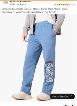 Amazon Essentials Disney | Marvel | Star Wars Men's Fleece Sweatpants with Pockets (Available in Big & Tall)