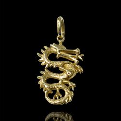 14k Gold Small Dragon Pendant 