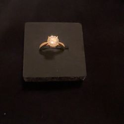 Size 5 Elegant Gold over 925 Sterling Silver Ring with 2ct Moissanite 