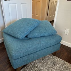 Turquoise Ottoman and Pillows