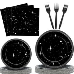 100 pc 25 guests disposable party supplies for night sky, space, Star Wars, galaxy theme party