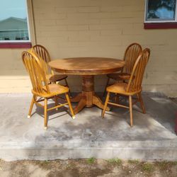 Brown, Wood, Kitchen Table + Chair Set