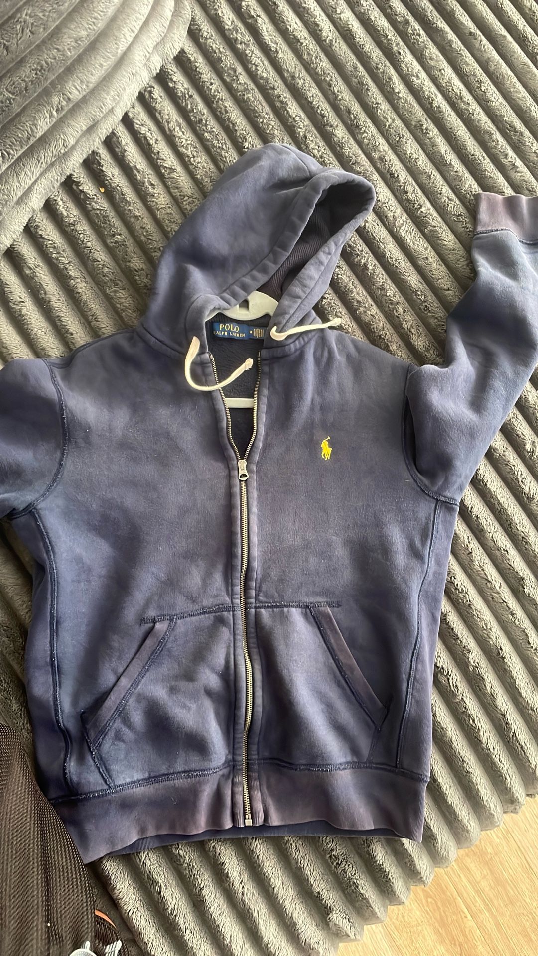 Polo Ralph Lauren Black Zip-Up Hoodie - Size Medium 