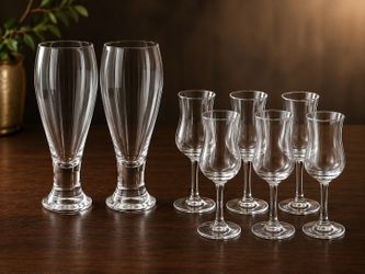 Assorted Glassware Set - Decanter, Wine Glasses, Beer Glasses