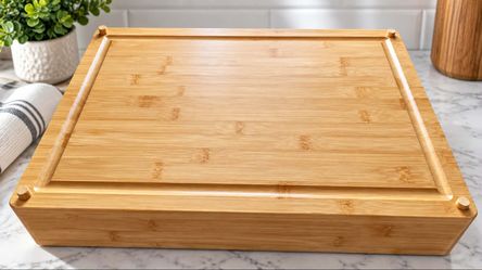2-in-1 Bamboo Cutting Board & Expandable Drainage Rack – 17" x 12" – New