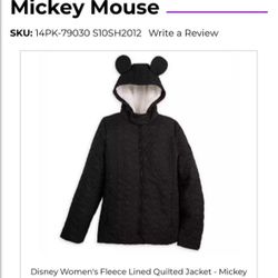 Disney Women's Fleece Lined Quilted Jacket - Mickey Mouse