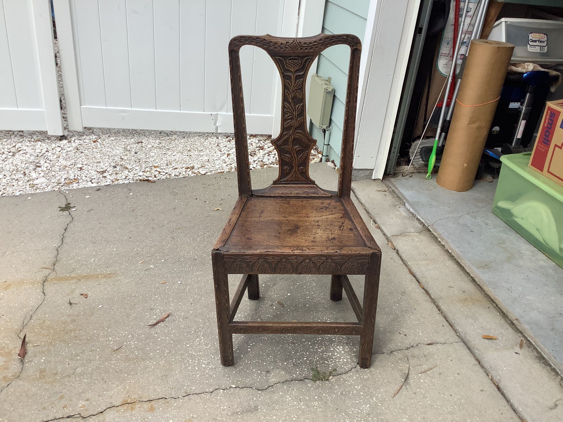 Antique Hand Carved Wooden Chair