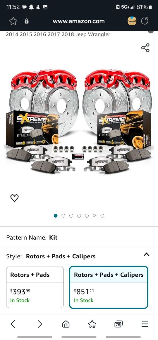 Power Stop Brake Kit For 2007-2018 Jeep Wrangler - Front and Rear Calipers with Drilled and Slotted Brake Rotors,