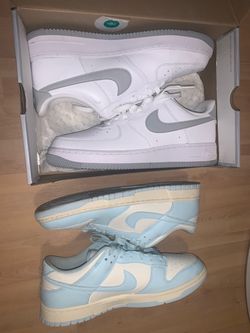 Air Force 1s smoked grey whites and blue navy donks