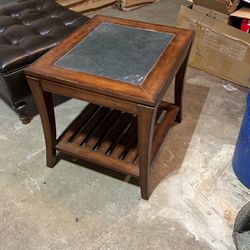 Oak End/side Table With Inset Soap Stone 