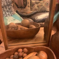 Antique Wood Framed Mirror  
