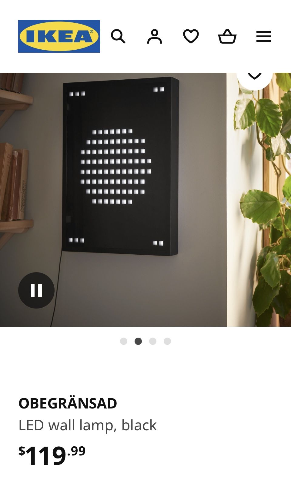 IKEA OBEGRANSÄD LED WALL LAMP