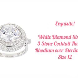 Stunning Simulated Diamond Halo Ring, Rhodium, 8.00ctw, *FREE GIFT💖