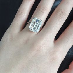 Emerald Cut Engagement Ring 11.5 Carat Center Stone Lab Diamond 