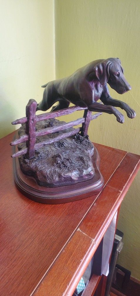 Bronze Statue: Dog Jumpin Fence