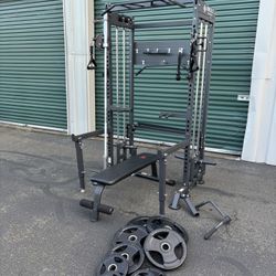 Functional Trainer Squat Rack Weight Bench Weights Bar 