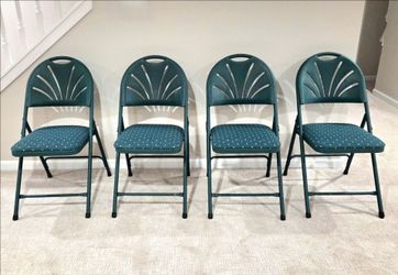 Folding Chairs Set of 4 Padded Upholstery Dining Kitchen