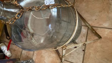vintage sparletts glass water bottle and atand