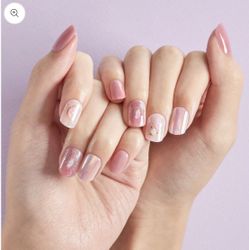 Dashing Diva Magic Press Nails - DISCONTINUED Mauve Floral Rose Gold Short Square