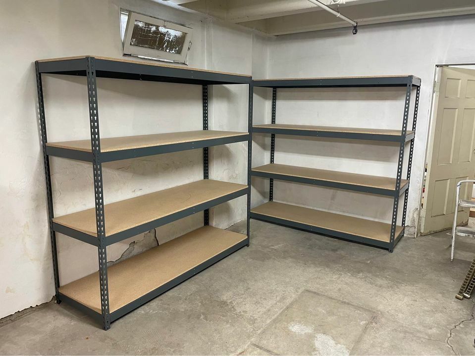 Garage Shelving 72 in W X 24 in D Boltless Industrial New 4 Level Racks Stronger Than Homedepot Lowes Costco - Delivery & Assembly Available