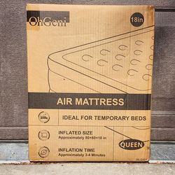 🔥 New OhGeni Queen Air Mattress 18in with Pump