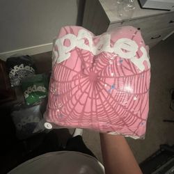 Pink Web Sp5der Hoodie